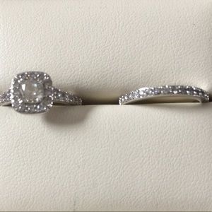14K WhiteGold Diamond Engagement Ring/Wedding Band